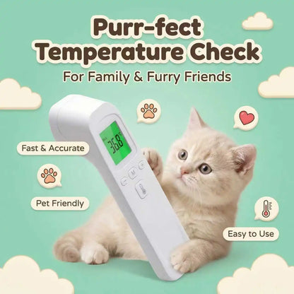 2-in-1 Cat Dog Accuracy Thermometer Portable Display Reading Pet Physical Temperature Storage Fever Color Alarm One Click Boot