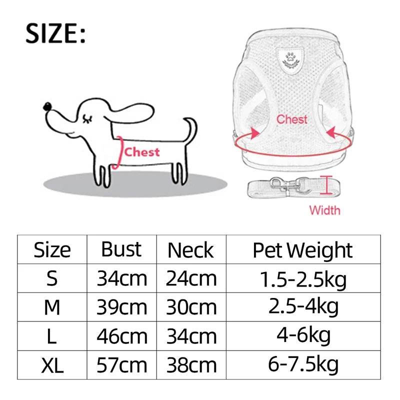 Cat and Dog Harness with Lead Leash, Adjustable Vest,  Polyester Mesh Breathable Harnesses, Reflective sti for Small Dogs and Cats