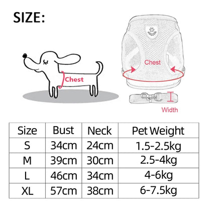 Cat and Dog Harness with Lead Leash, Adjustable Vest,  Polyester Mesh Breathable Harnesses, Reflective sti for Small Dogs and Cats