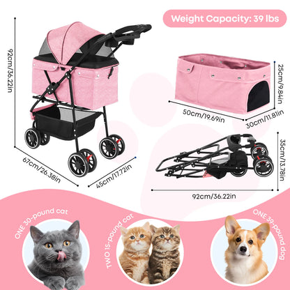 Pet Stroller For Puppy, Small Dogs & Cats