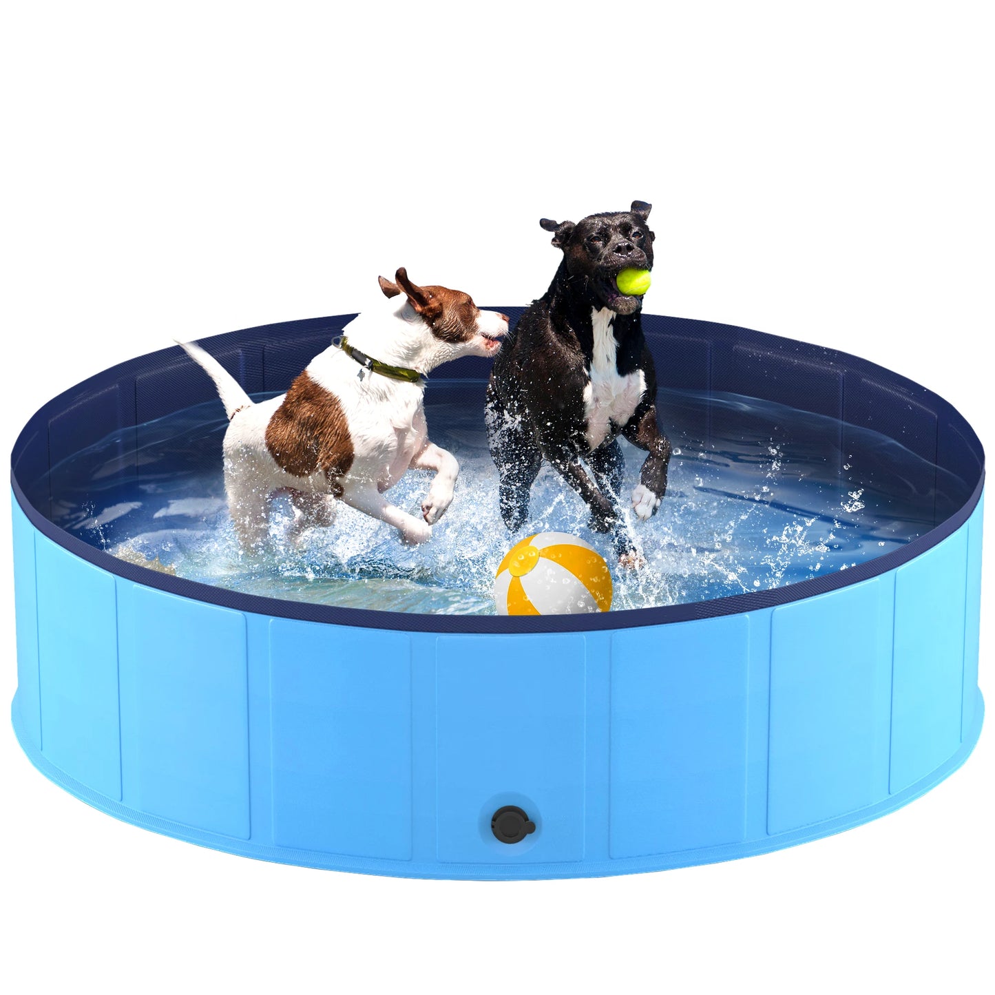Portable Dog Pool, Foldable Pet Swimming Tub, Anti-Slip Collapsible, Hard Plastic Bath Pool