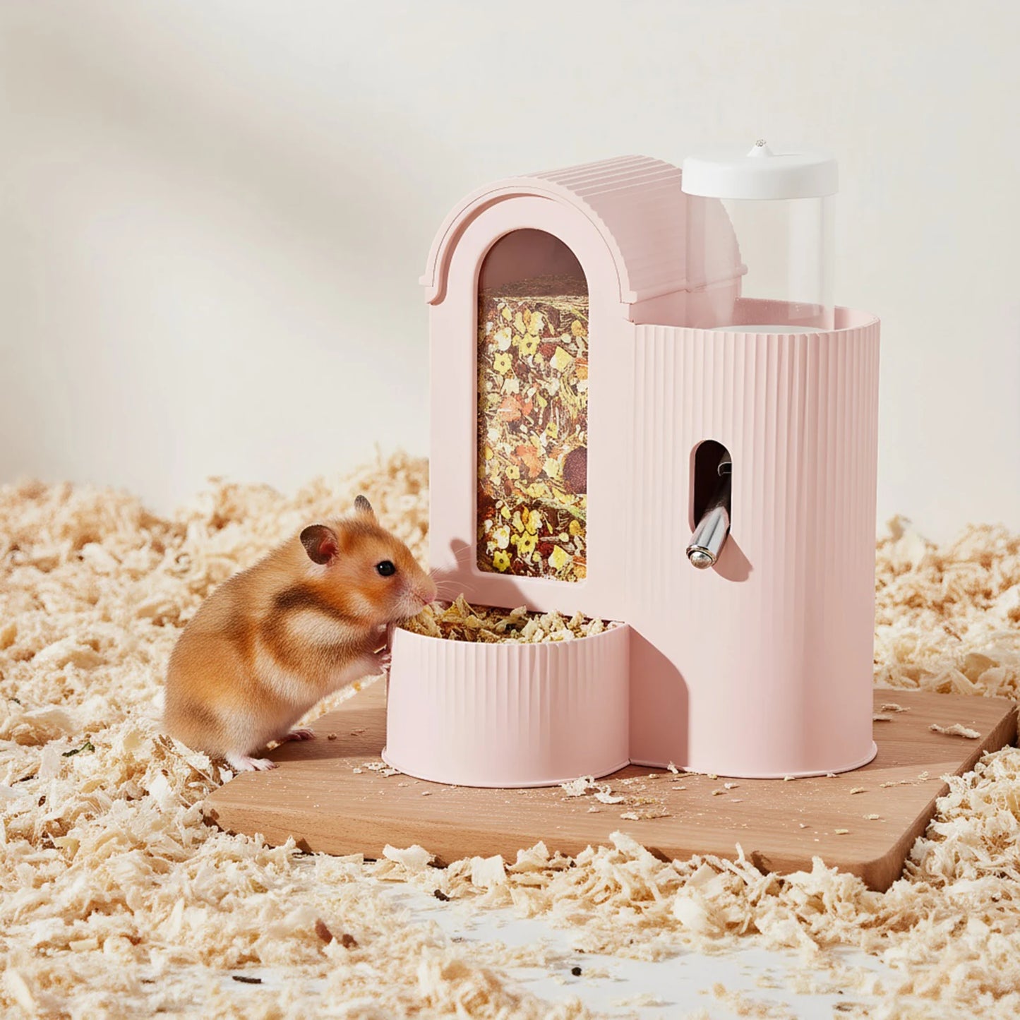 2-in-1 Automatic Food Bowl Large Capacity Hamster Feeder And Waterer Automatic Hamster Feeder No Drip for Hamster Guinea Pig Rat
