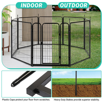 Dog Playpen , 32" Height 8 Panels Metal, Outdoor Exercise with Door for RV,